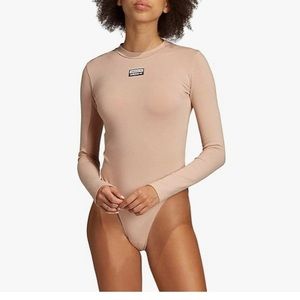 Adidas Long Sleeve Logo Bodysuit in Ash Pearl NWOT